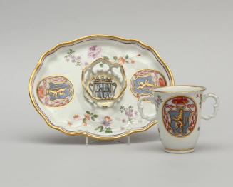 Chocolate Beaker and Trembleuse Saucer with Armorial of Baron Matthias Heinrich Ritter Butz von Rolsberg (1673-1748), and an Unidentified Cardinal