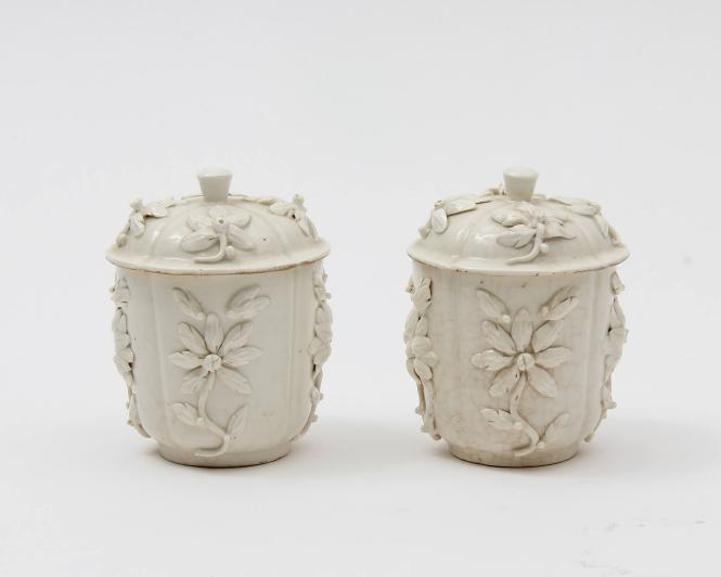 Pair of Covered Pomade Pots