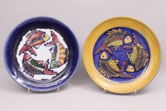 Pair of Plates with Triple fish Design
