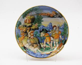 Two dishes with mythological scenes