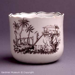 Finger bowl with "Le Chalet Des Palmes'" and "Le Pont Chinois" patterns