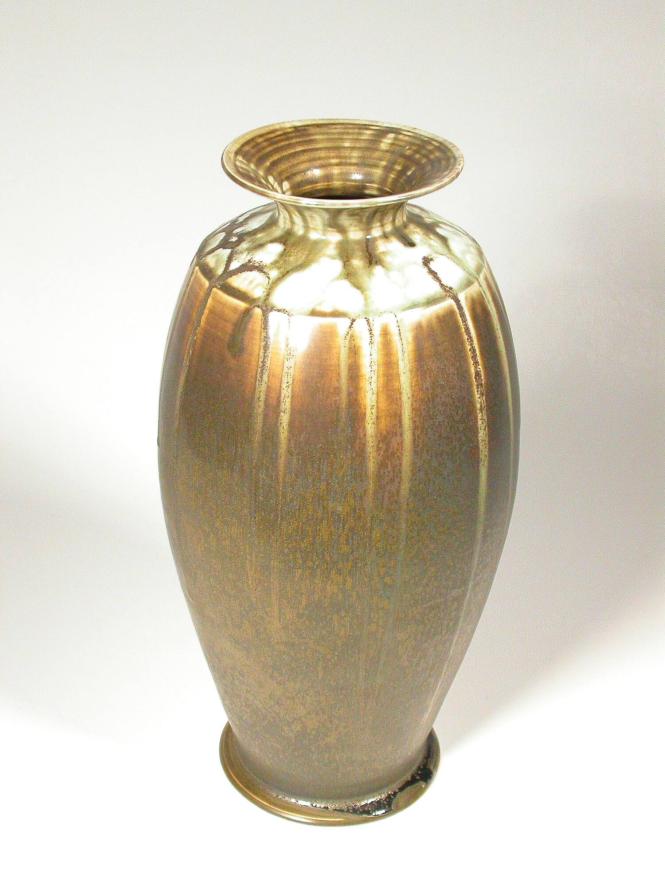 Brown and White Footed Vase