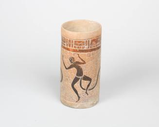 Carved Cylinder Vase with Spider Monkeys