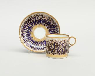 Coffee can and saucer with bamboo leaf pattern