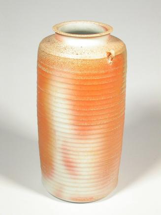 Cylindrical Vase with Orange Blazes