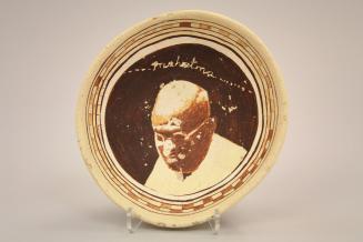 Bowl with interior decoration of Mahatma Ghandi