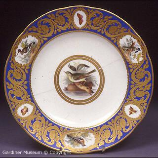 Sèvres style dessert plate with ornithological motif