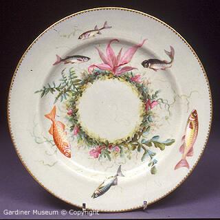 Plate painted with fish design