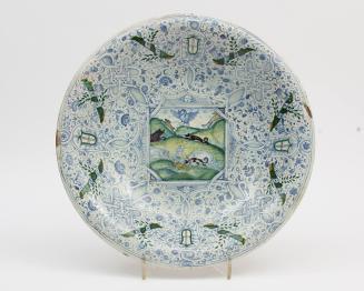 Dish with hunting scene