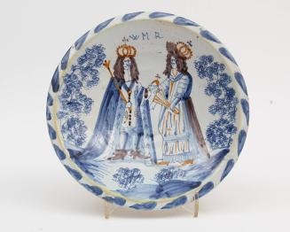 Dish commemorating William III (r. 1689-1702) and Mary II (r. 1689-1694)