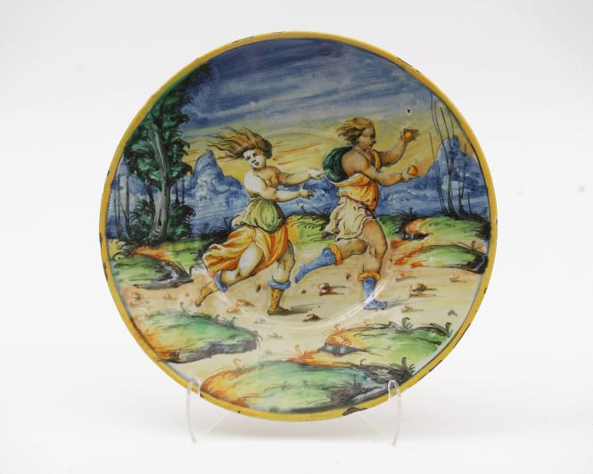 Plate with the story of Hippomenes and Atalanta
