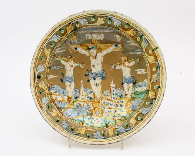 Dish depicting the Crucifixion