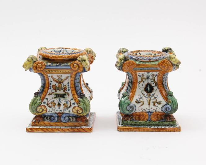 Pair of stands for salt with grotesques