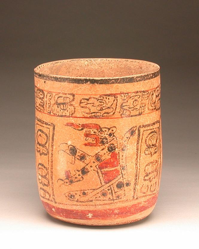 Cylindrical vase with transformation figures