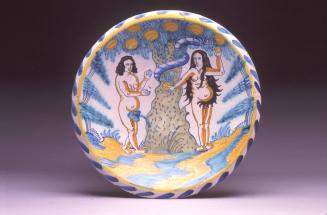 Charger with the tempation of  Adam and Eve