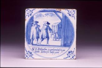 Tile with scenes from the "Horrid Hellish Popish Plot"