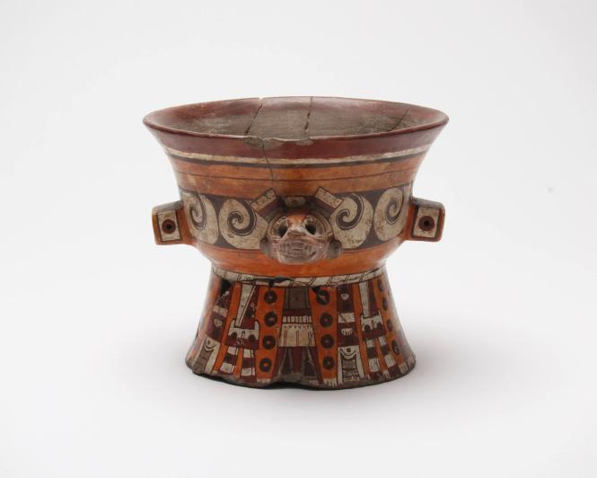 Pedestal dish with serpent handles