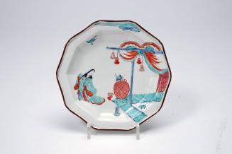 Decagonal Kakiemon-style dish with women in garden