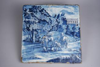 Plaque with a Figure, Possibly Queen Anne, in Front of Hampton Court