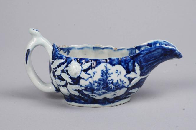 Sauceboat with Blue Ground Floral Decoration