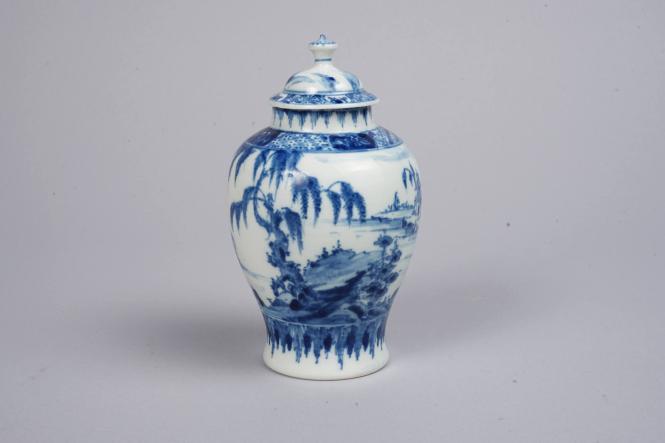 Covered Vase with Lake Scene