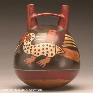 Double spout and bridge bottle with seabirds